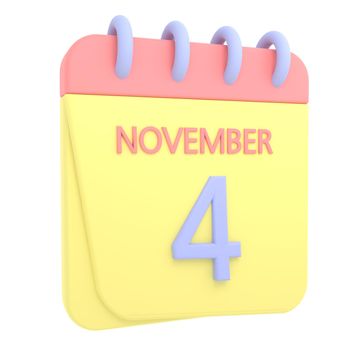 4th November 3D calendar icon