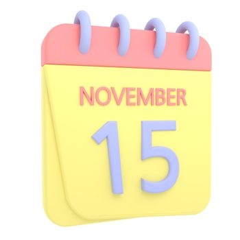 15th November 3D calendar icon