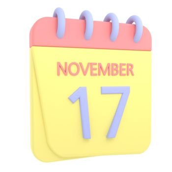 17th November 3D calendar icon
