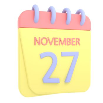 27th November 3D calendar icon