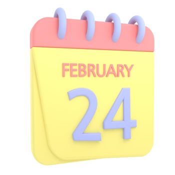 24th February 3D calendar icon