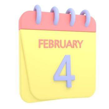 4th February 3D calendar icon