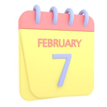 7th February 3D calendar icon