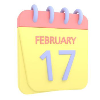 17th February 3D calendar icon