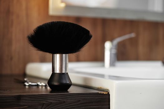 Brush for shaving beard in hair salon for men, barber shop