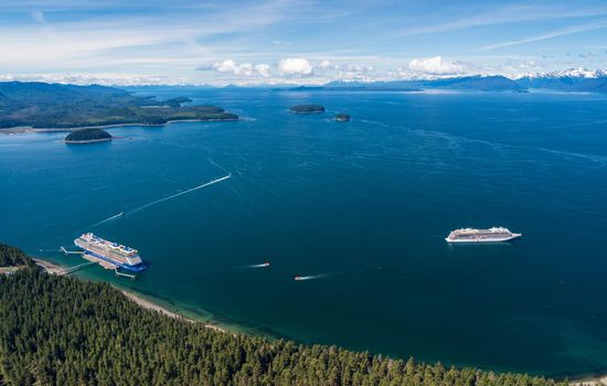 Viking Orion anchored at Icy Strait Point in Alaska