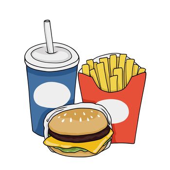 Hamburger , french fries and soda vector illustration