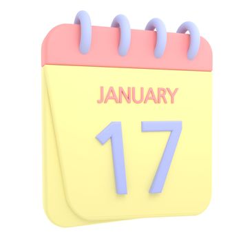 17th January 3D calendar icon