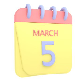 5th March 3D calendar icon