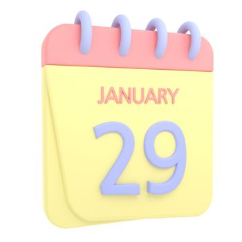29th January 3D calendar icon