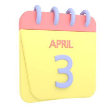 3rd April 3D calendar icon