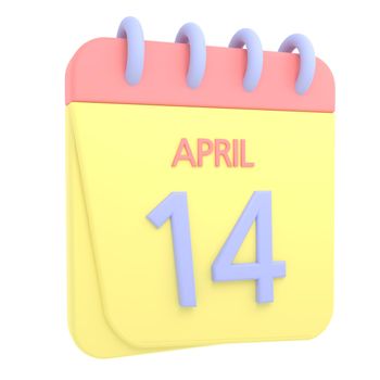 14th April 3D calendar icon