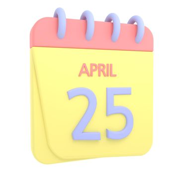 25th April 3D calendar icon