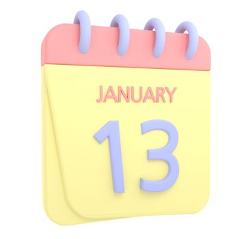 13th January 3D calendar icon