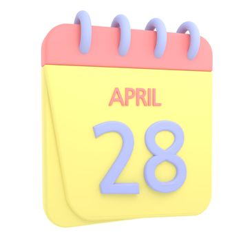 28th April 3D calendar icon