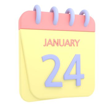 24th January 3D calendar icon