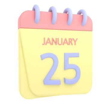 25th January 3D calendar icon