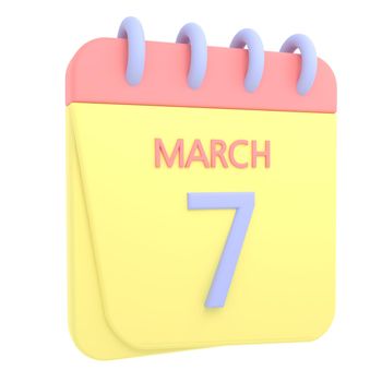 7th March 3D calendar icon