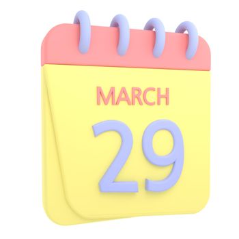 29th March 3D calendar icon