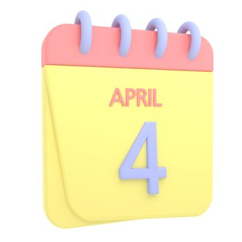 4th April 3D calendar icon
