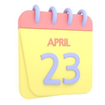 23rd April 3D calendar icon