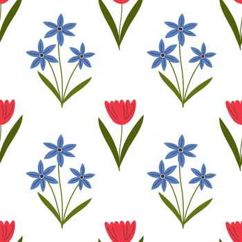 Seamless cute floral vector pattern background. Flower pattern on white background EPS