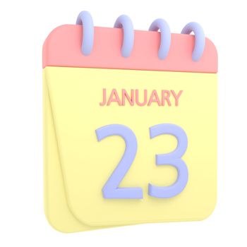 23rd January 3D calendar icon