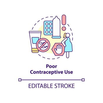 Poor contraceptive use concept icon