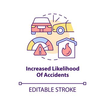 Increased likelihood of accidents concept icon