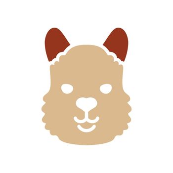 Lama glyph icon. Animal head vector symbol