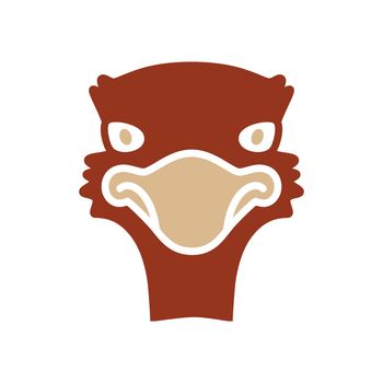 Ostrich glyph icon. Animal head vector