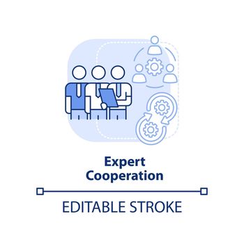 Expert cooperation light blue concept icon