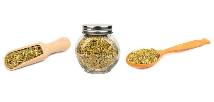 Dry grass chamomile isolated set