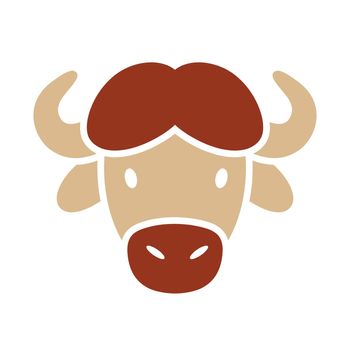 Buffalo bison ox glyph icon. Animal head vector