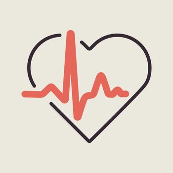 Heart cardiogram, heartbeat vector icon