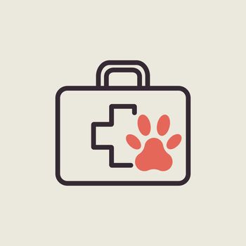 Pet first aid kit vector icon. Clinic box sign