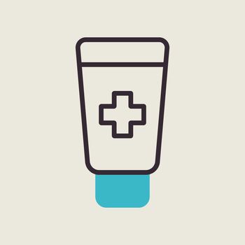 Ointment cream tube medicine vector icon