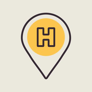 Hospital or heliport pointer vector icon