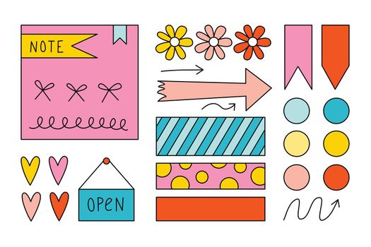 Journal Signs and symbols planner. Clipart scrapbooking, notebooks, diary.