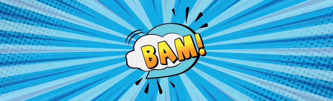 Comic zoom inscription BAM on a colored background - Vector