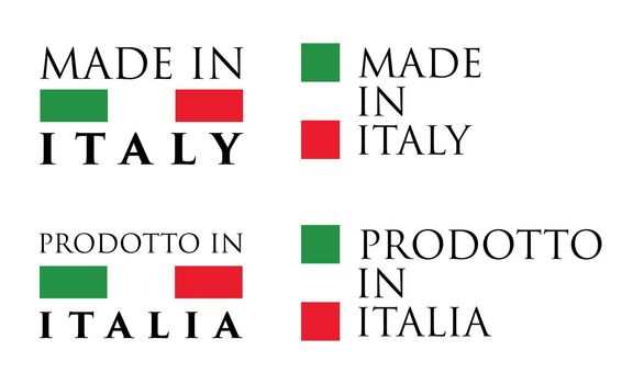 Simple Made in Italy / Prodotto in Italia (italian) label. Text with national colors arranged horizontal and vertical.