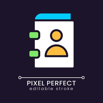 Contact book pixel perfect RGB color icon for dark theme