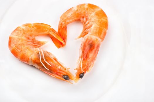 Heart of boiled shrimp