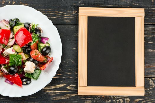 Greek salad and menu