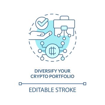 Diversify your crypto portfolio turquoise concept icon
