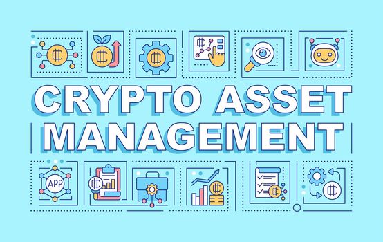 Crypto asset management word concepts blue banner