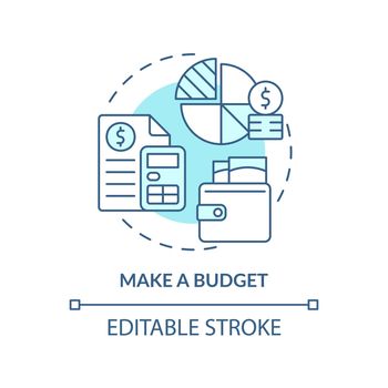 Make budget turquoise concept icon