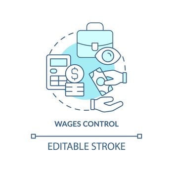 Wages control turquoise concept icon