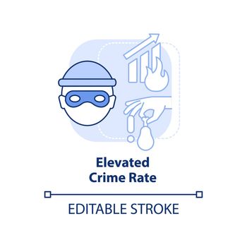 Elevated crime rate light blue concept icon