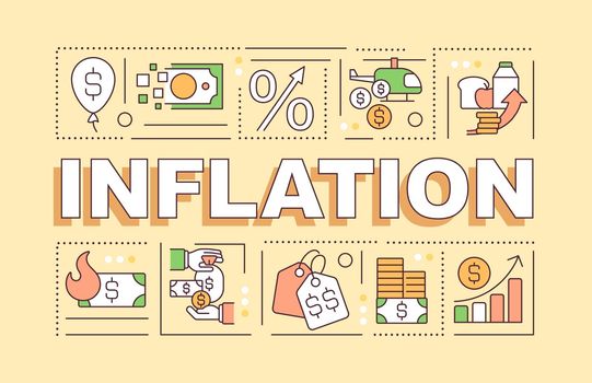 Inflation word concepts yellow banner